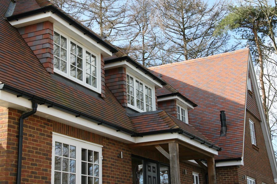 mixed blend of blue brindle and brown antique smooth tiles